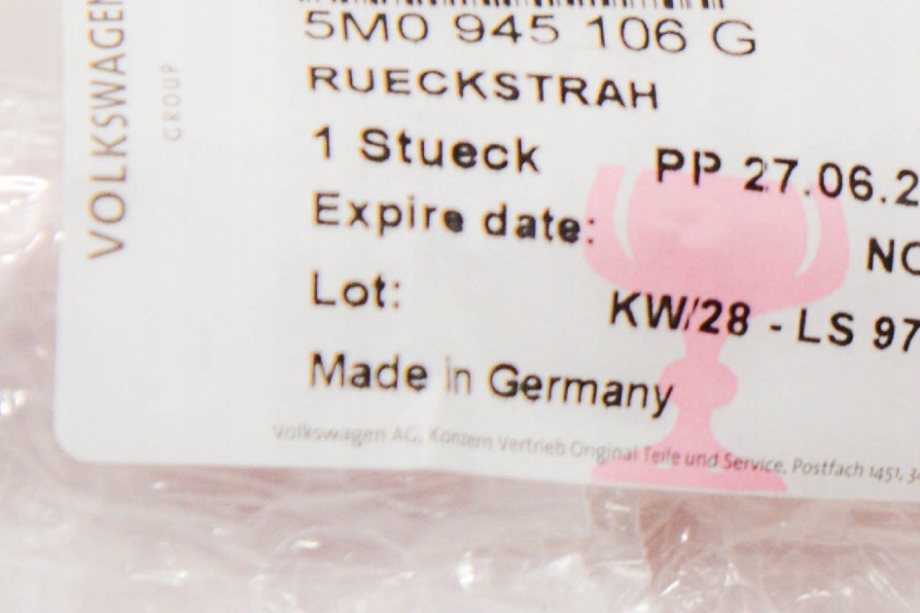 фото №9, Volkswagen eos задній бампер правий відбивач 5m0945106g новий оригінальний 2007