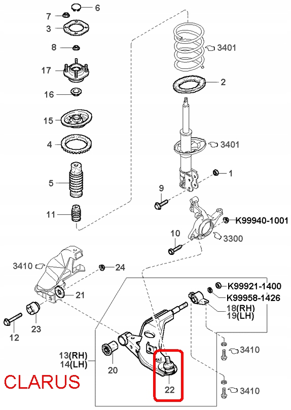 фото №5, Шаровая опора рычага перед kia clarus 96-00 0g03034550b