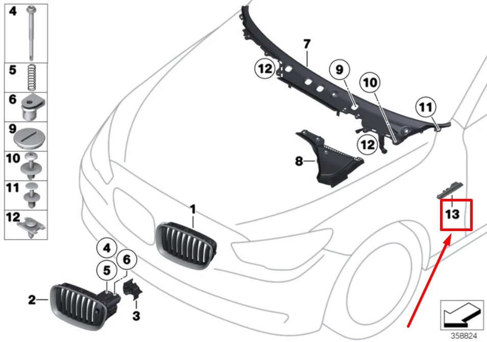 фото №10, Bmw 5 f07 передня частина left fender накладка cover 7336641 51137336641 oem