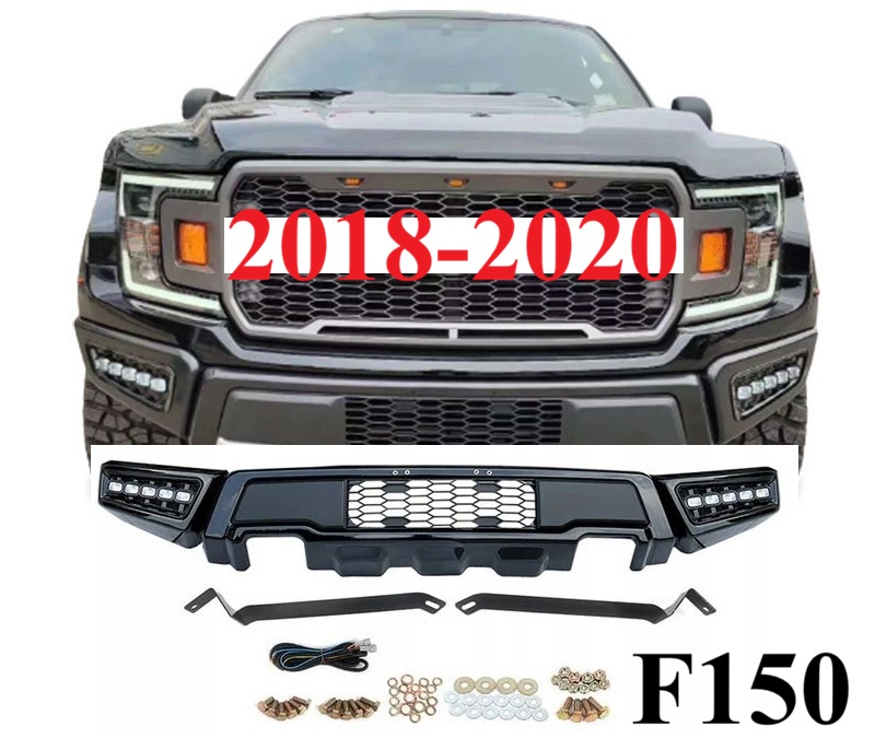 фото №1, Бампер передній - стиль raptor + led ford f-150 f150 2018-2020 kompletny