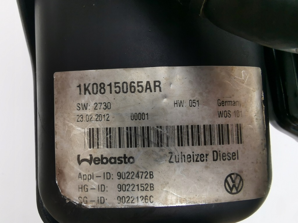 фото №8, Webasto thermo top vevo touran caddy 1k0815065ar