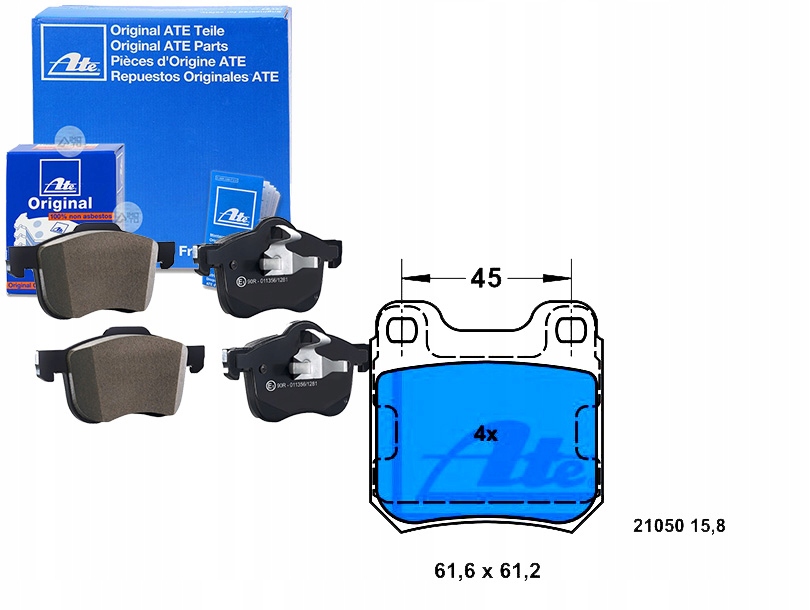 фото №1, Ate 13.0460-4040.2 набір гальмівних колодок гальмівних, гальма дискові
