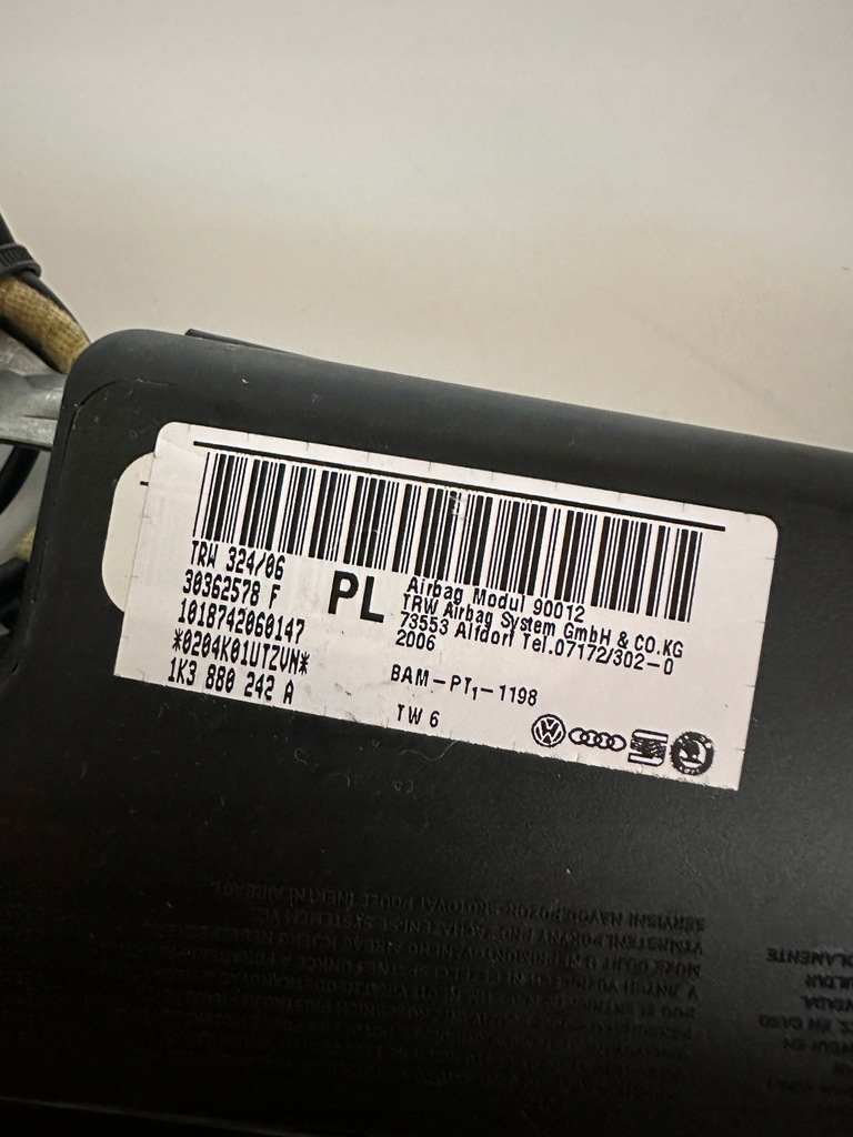 фото №6, Подушка подушка безпеки сидіння лівий перед 1k3880241a 1k3880242a vw golf v plus