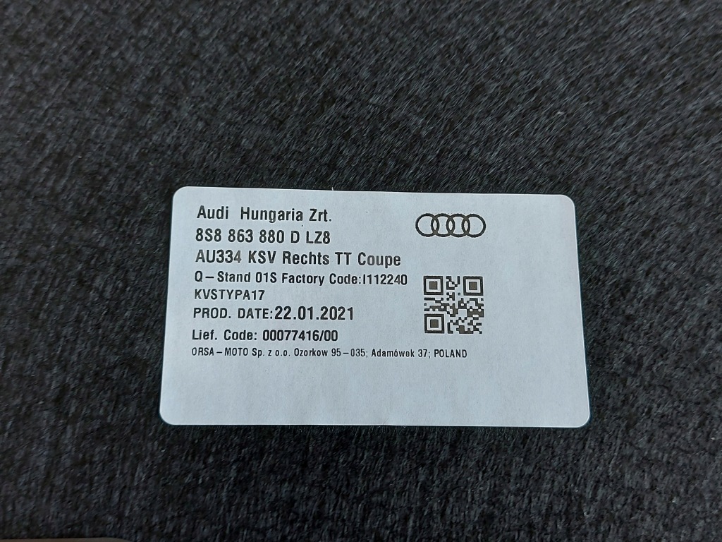 фото №5, Audi tt захист обшивка багажника 2021r coupe правий