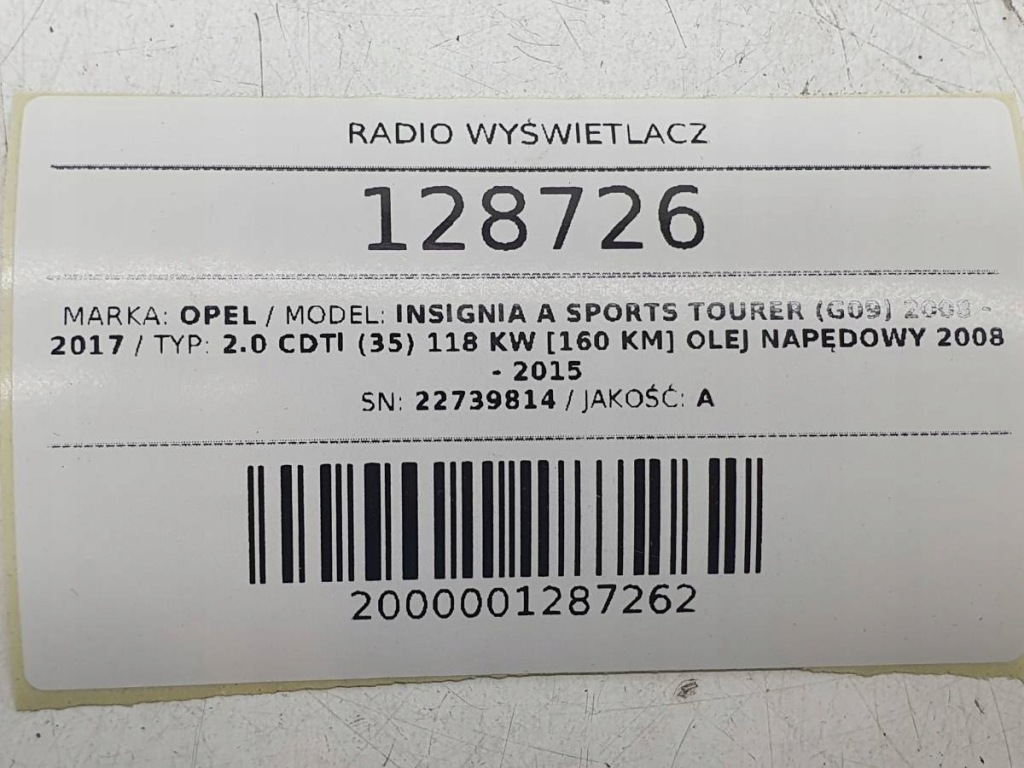 Радио проигрыватель cd дисплей рамка opel insignia a 22739814 20935346 Цена