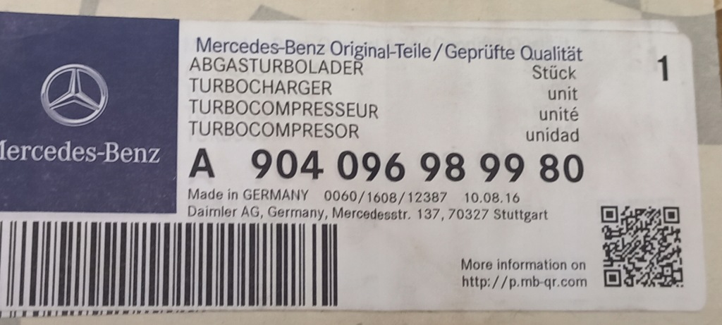 A9040969899 nowa турбонагнетатель turbo mecedes atego 4.3l k16-7024 170ps с Разборки