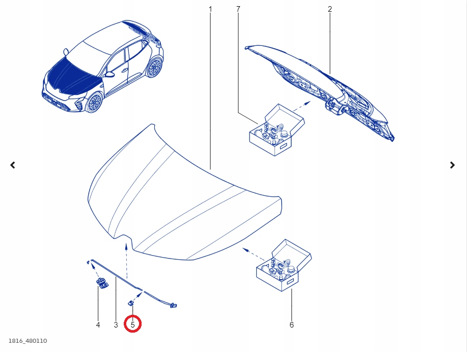 фото №3, Оригінальна кліпса підпори стрижень капот renault clio v 7703179156
