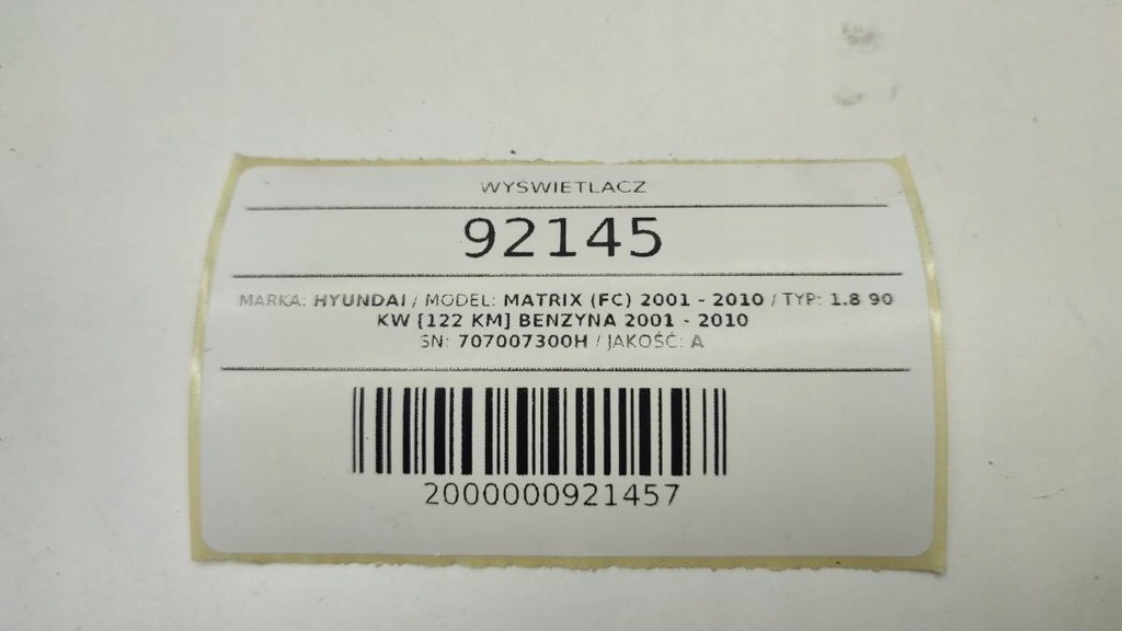 фото №8, Дисплей hyundai matrix 2003 707007300h