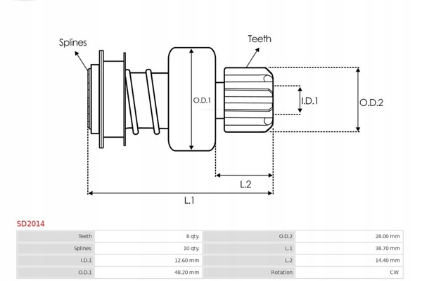 Сцепление односторонний, стартер as-pl sd2014 Оригинал