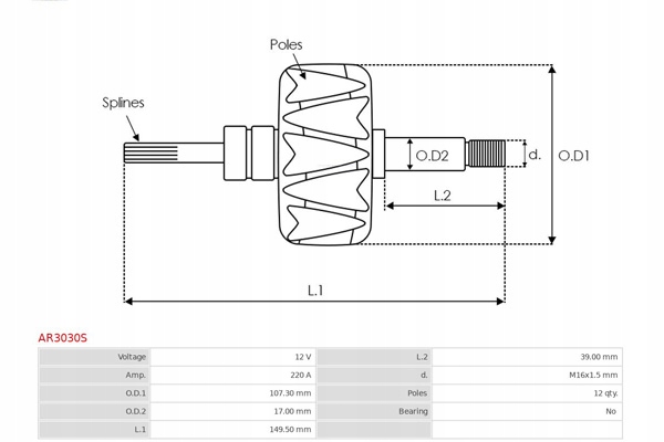 Крильчатка, генератор as-pl ar3030s Ціна