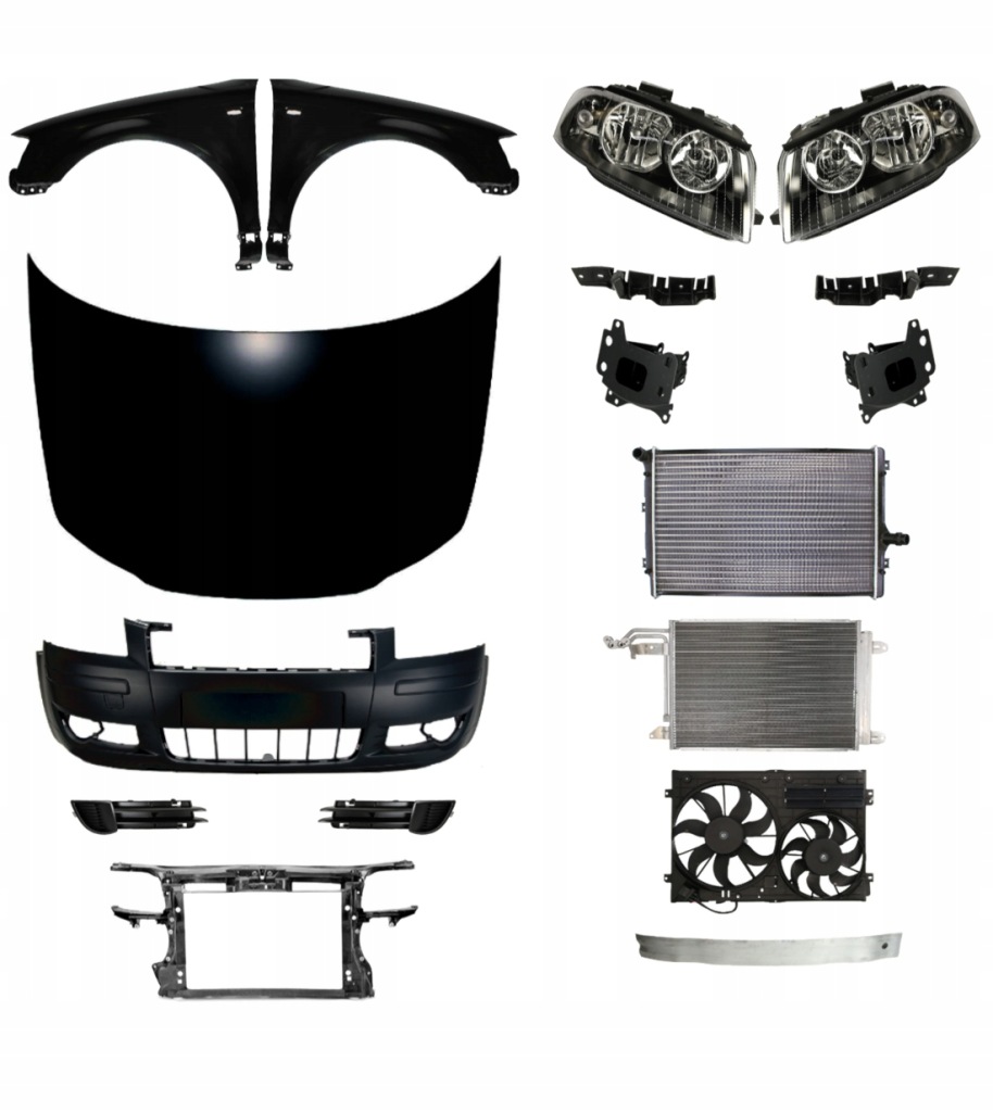 фото №1, Audi a3 8p 03-05 бампер pas капот решітка радіатора