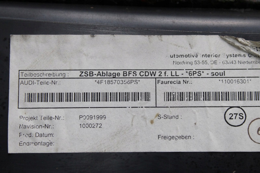 фото №11, Бардачок пассажира audi s6 c6 4f18570356ps