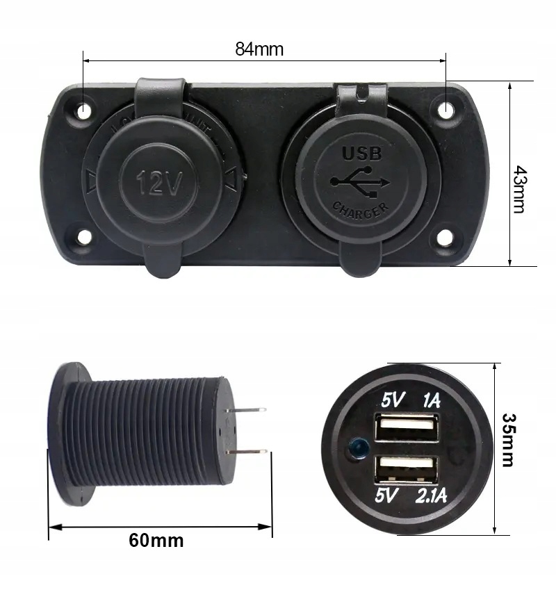 фото №16, Панель do надстройка зарядное устройство 2x usb 3,1a + разъём прикуривателя автомобильные