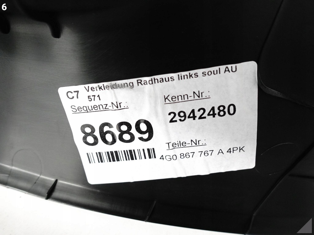 фото №7, Audi a6 s6 c7 4g0 10-18 lift молдинг захист обшивка lewego поріг задня 4pk