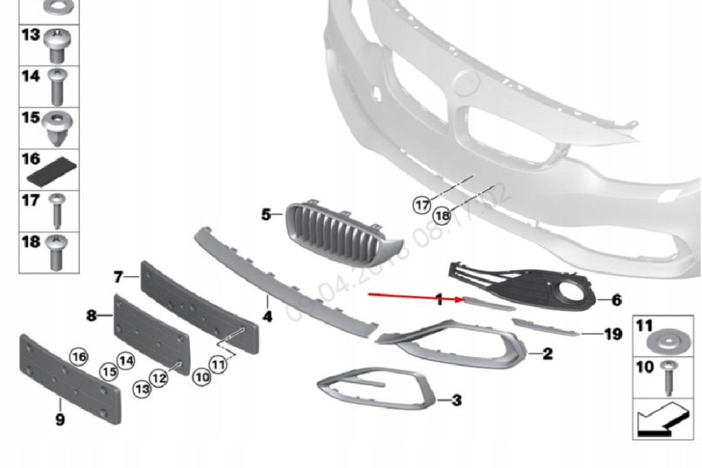 Bmw 4 f32 молдинг отделочная бампера передний левая сторона 51117294841 с Разборки