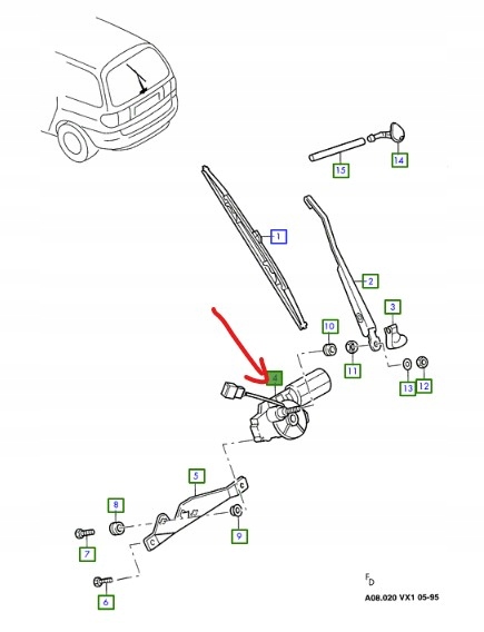 фото №1, Двигун двірники задній ford galaxy mk1 1994-00