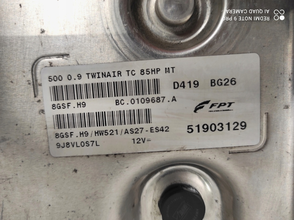 фото №8, Блок управления двигателя fiat 500 0.9 51903129