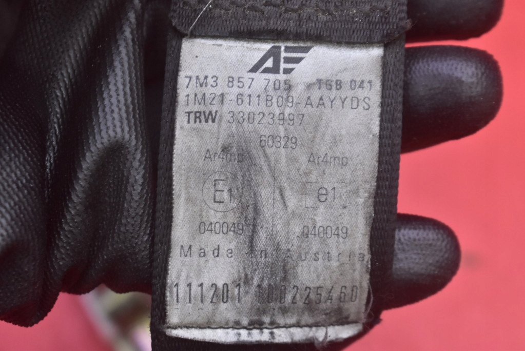 фото №8, Pas безпеки лівий перед eu 7m3857705 vw sharan 1 i lift 00-03