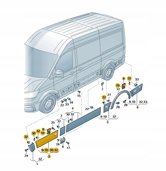 фото №1, Молдинг защитная дверь левый-передний vw crafter oe: 7c0854939e9b9