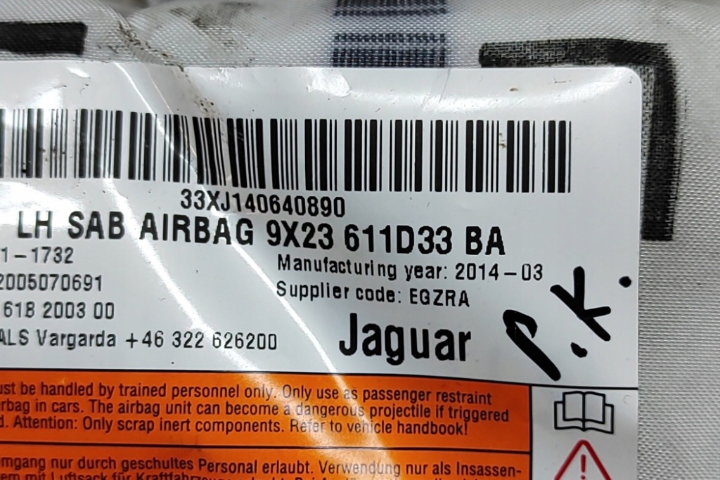 фото №6, Jaguar xf x250 передний левый сиденье безопасности 9x23-611d33-ba 2014 239006