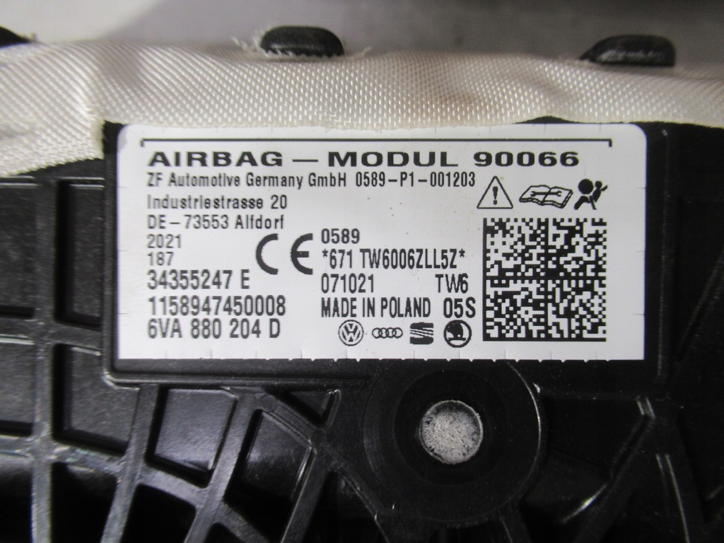 фото №10, Skoda fabia 6v iv vw polo 2g air bag подушка повітряна пасажир 6va880204d