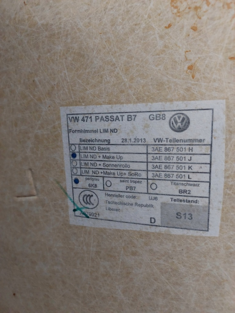 фото №14, Потолок vw passat b7 sedan