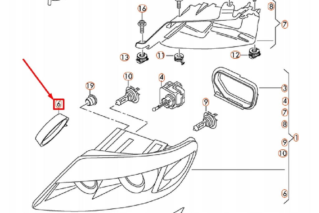 фото №7, Audi q7 4l лампа фара круглая nowa оригинальная 4l0941607