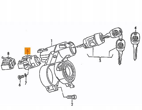 фото №4, Вкладиш замка запалювання колодка vw vento passat b4 golf ii