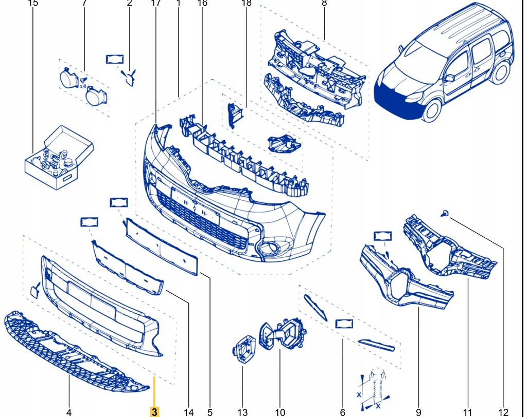 фото №16, Накладка бампера передний renault kangoo ii 620673708r