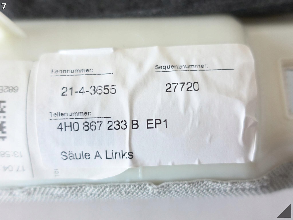 фото №8, Audi a8 s8 4h0 d4 lift 09-17 захист обшивка lewego стійка a 4h0867233b ep1