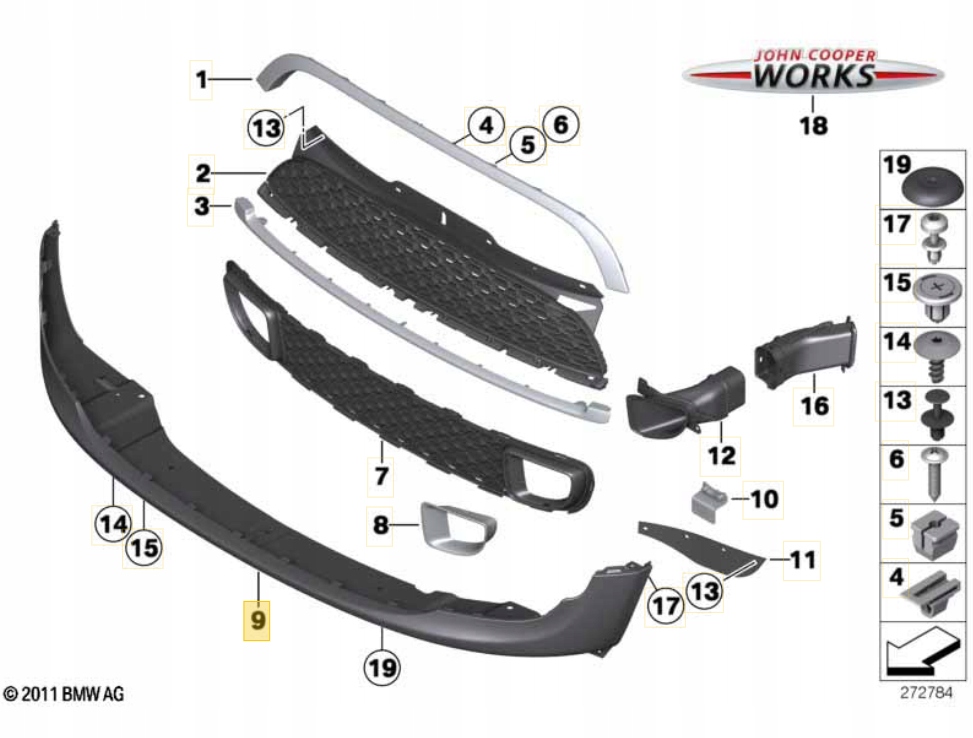 фото №1, Mini r55 r56 r57 s jcw бампер передній нижній