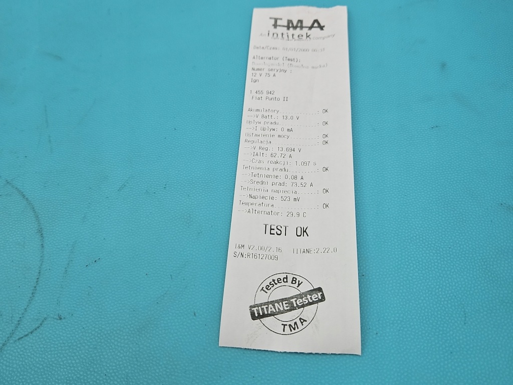 Test генератор fiat punto 2 51718499 2542841a 1.2 jtd с Разборки
