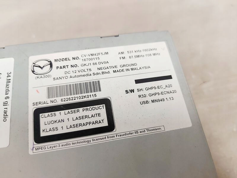 фото №6, Mazda 6 iii gj радио заводской cd mp3 рамка