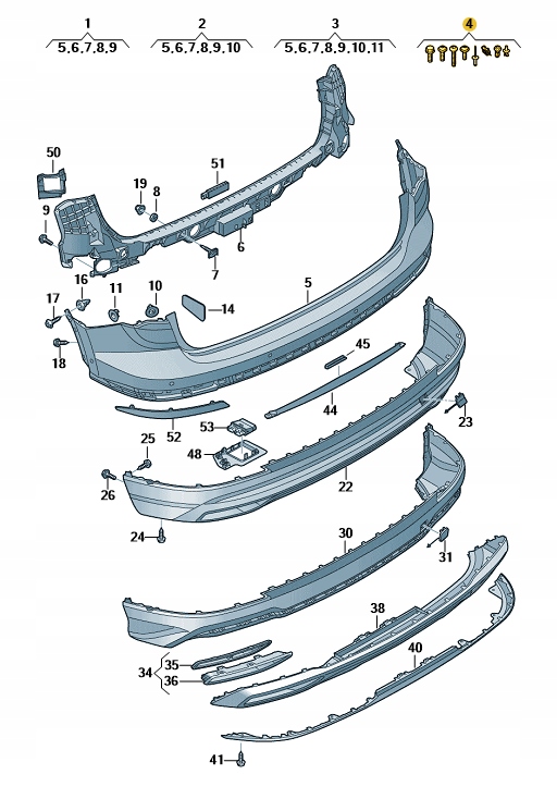 фото №1, Набір елементів кріпильних бампер задня audi q3