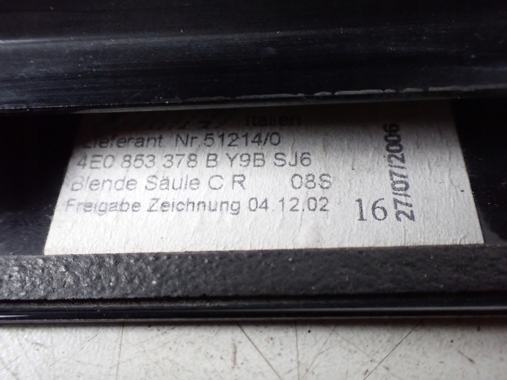 фото №9, Молдинг стойка левая правая audi a8 s8 d3 5.2 fsi 4e0853377b 4e0853378b