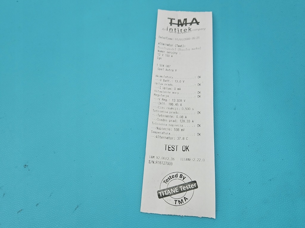 Test генератор opel astra v k 39159019 2725070a 1.5 cdti Зі Шроту