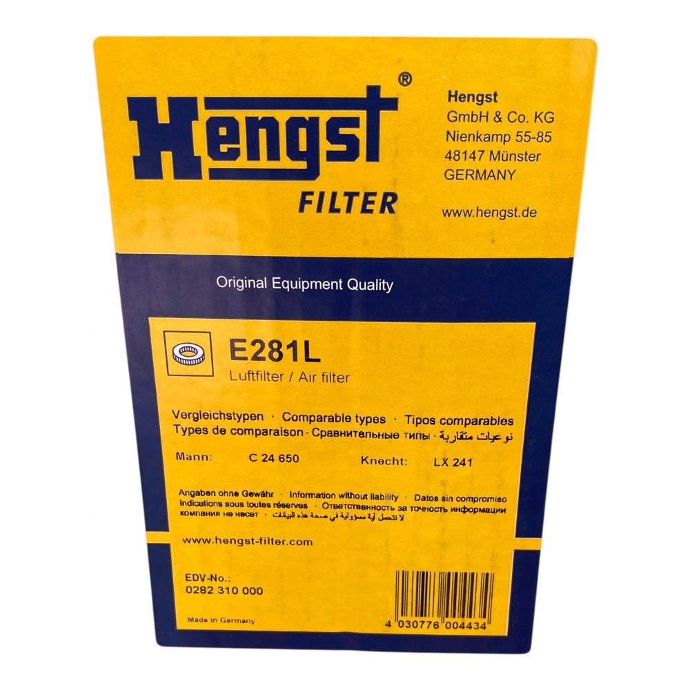 Hengst фильтр e281l фильтр воздуха Доставка
