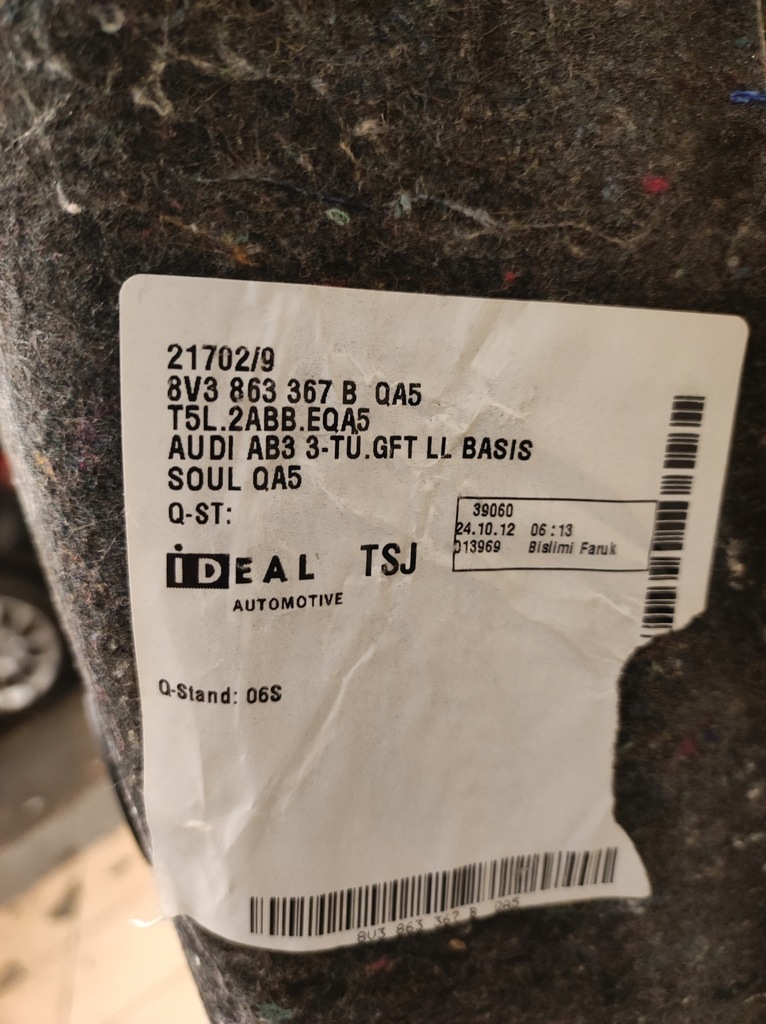 фото №11, Коврик обшивка салона audi a3 8v hb europa