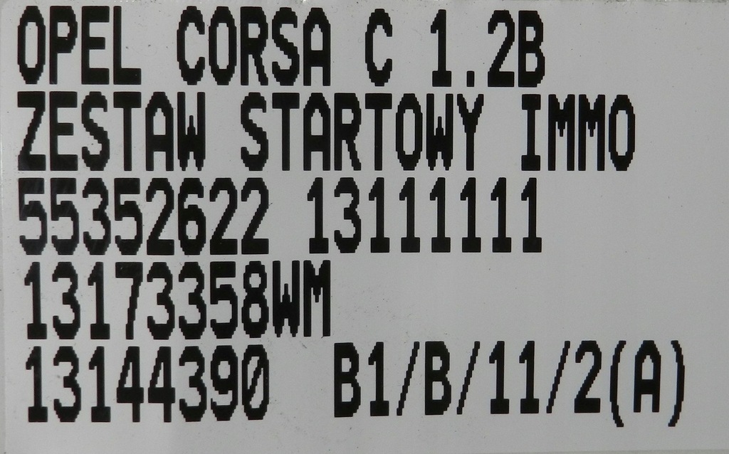 фото №11, Набір стартовий бортовий комп'ютер двигуна імобілайзер opel corsa c 1.2 16v 55352622