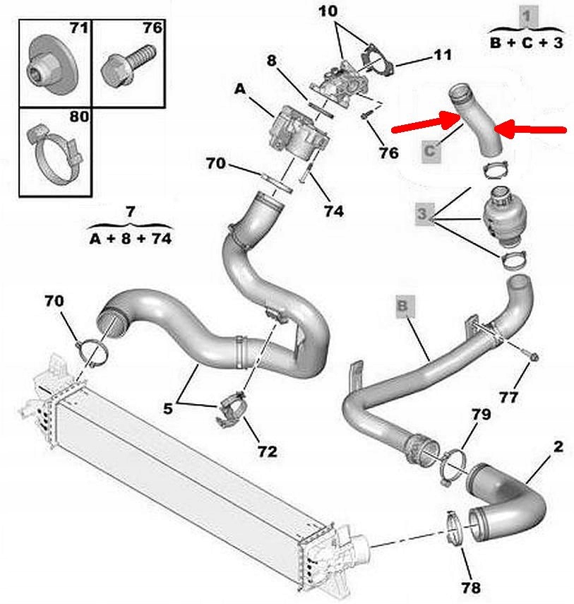 Citroen jumper 2,0 hdi труба пабтрубок  turbo интеркулер в Украине