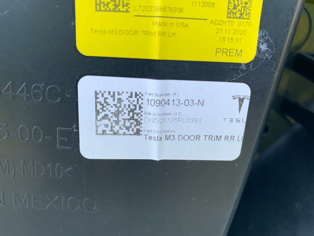 фото №5, Tesla model 3 lift обивка обшивка дверь задний левый задняя 1105095-00-e usa