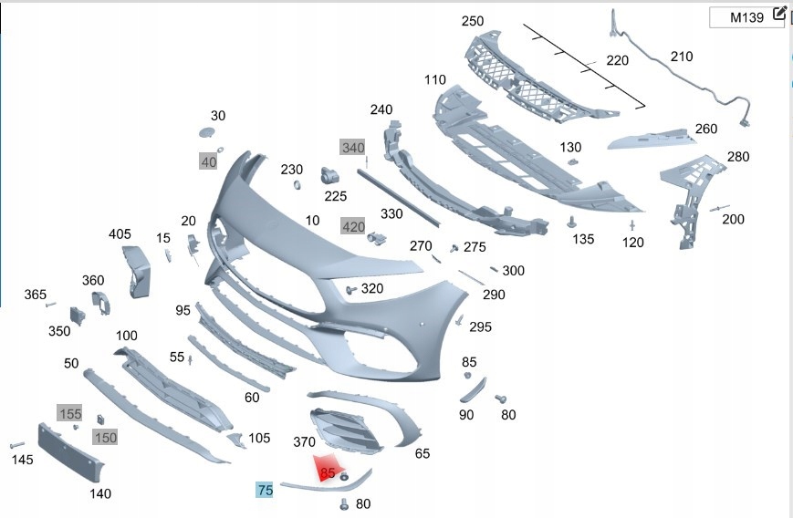 Купить Молдинг накладка-спойлер бампера mercedes a klasa w177 левая перед amg