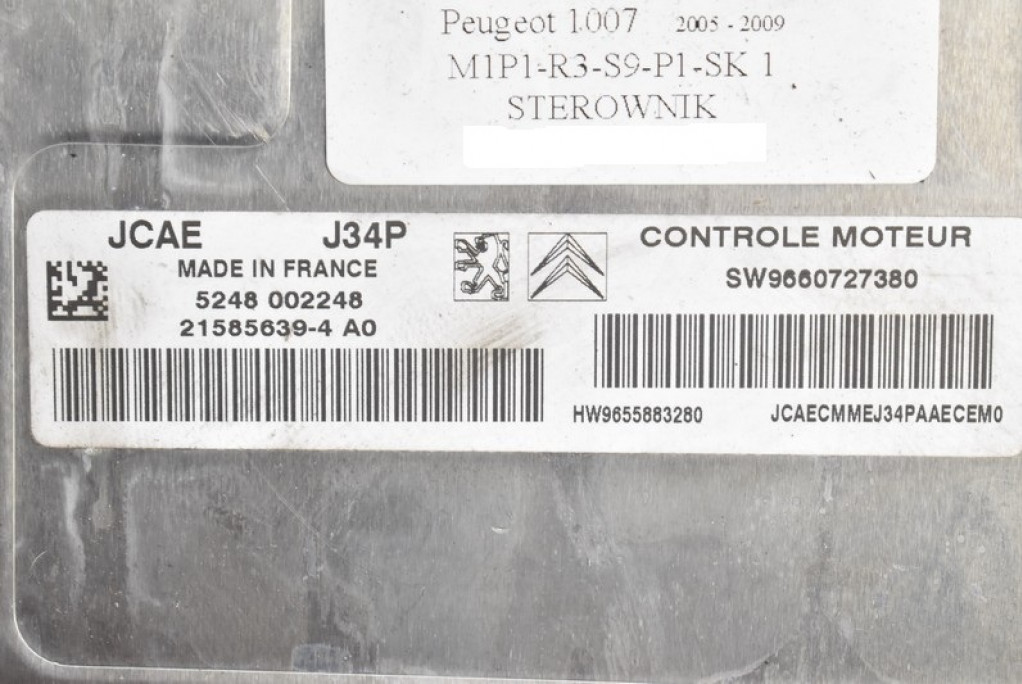 фото №8, Блок управления 9660727380 9655883280 21585639-4 peugeot 107 1.4 8v 75 km 05-09