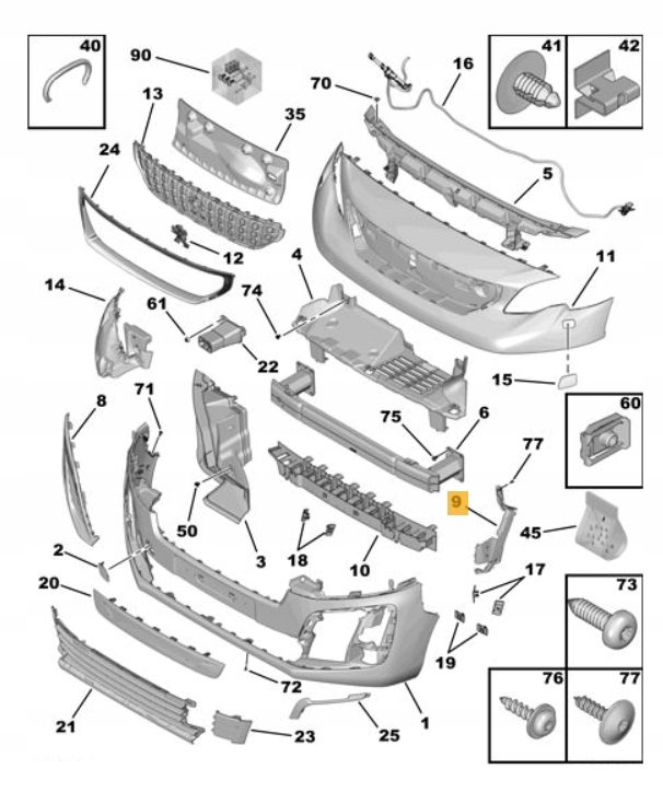 фото №10, Оригинальный номер кронштейн направляющая бампера перед левый peugeot expert iv 1615049280