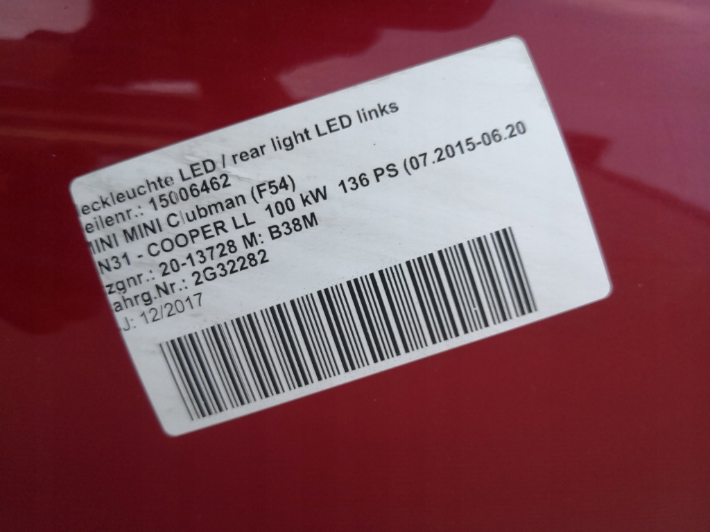 фото №5, Крышка багажника дверь задняя лампы mini clubman f54 цвет 851