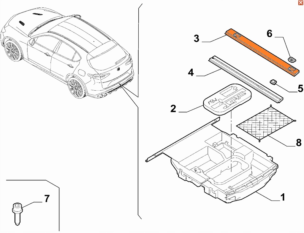 фото №1, Напрямна кріплення багажу сторона ліва alfa romeo stelvio