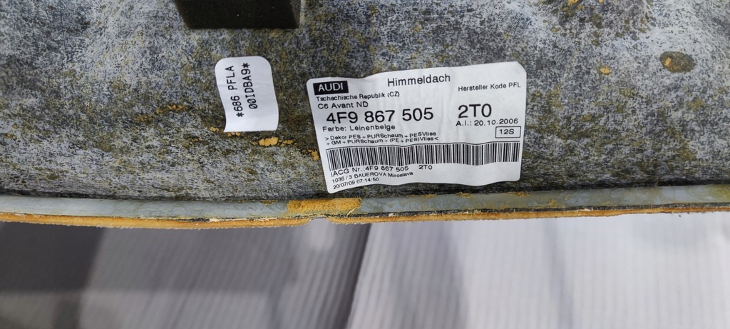 фото №7, Стеля audi a6 c6 avant 4f9867505 2t0 leinenbe
