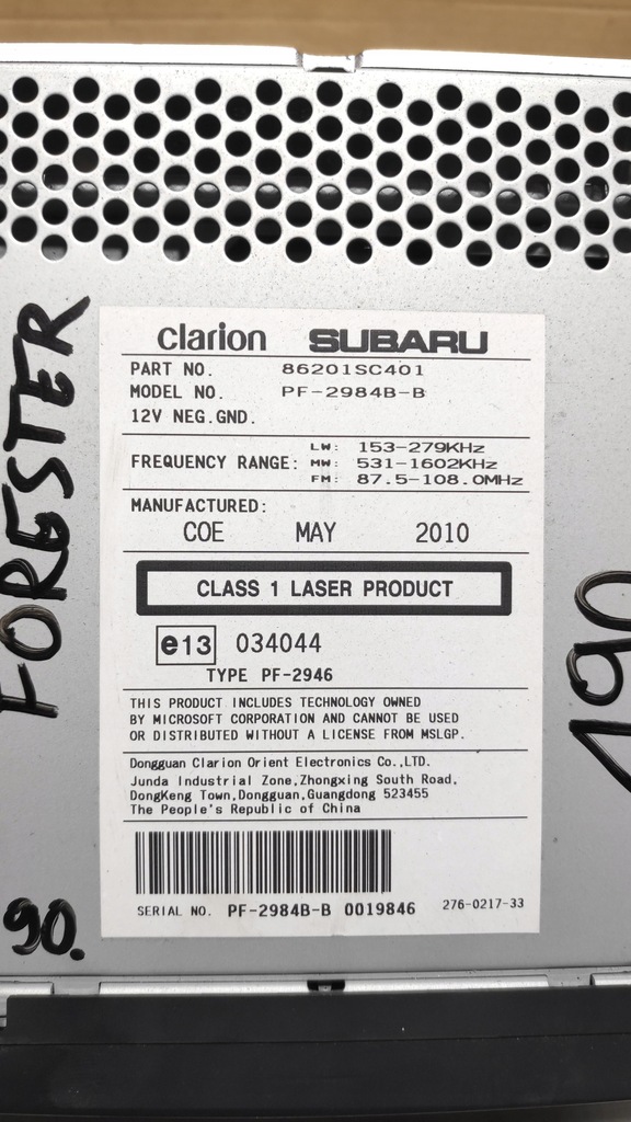 фото №6, Заводской радио cd subaru forester iii 86201sc401