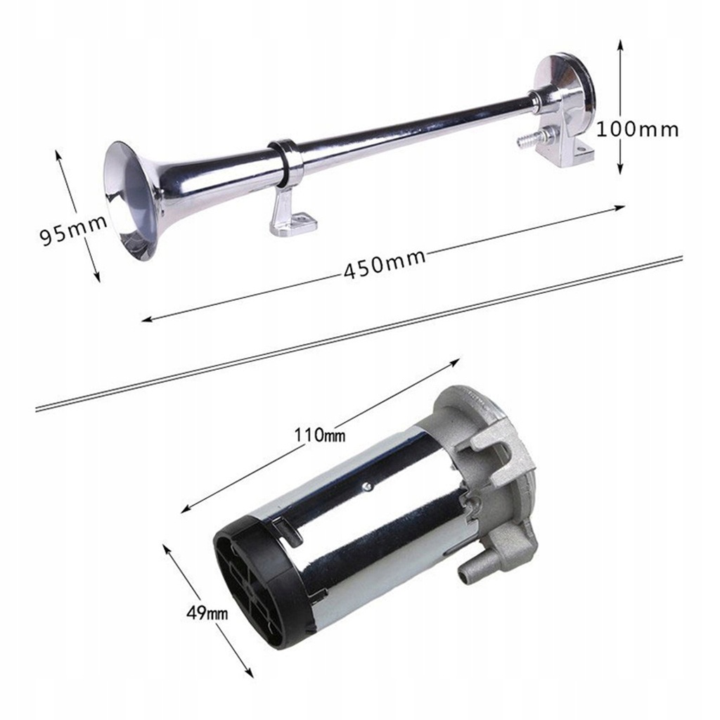 фото №14, Гучний клаксон пневматичний з kompresorem сигнал сигнал сигнал tir 150db