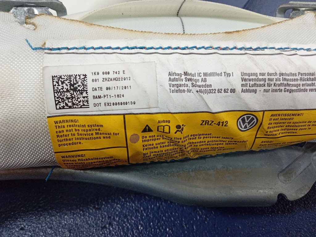 фото №6, Vw golf vi kombi подушка безопасности шторка безопасности правая 1k0880742e